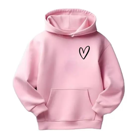 Moletom Feminino Infantil Estampado Coração Peluciado Blusa Com Capuz Canguru Moletom fofo