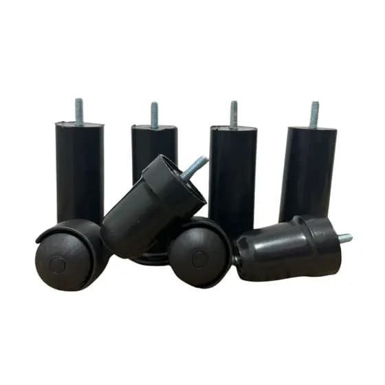 Kit 6 Pés para cama box de solteiro/casal/ 4 pés fixos e 2 com rodinhas de plástico (PRETO OU CROMADO)
