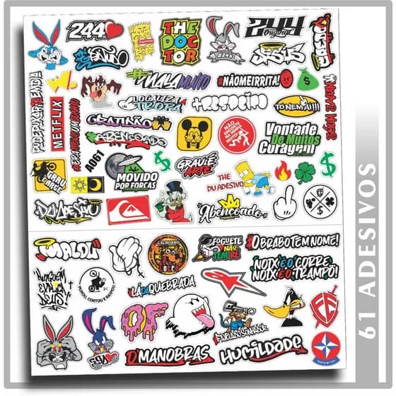 61 Adesivos Para Capacete Baú Moto 244 Grau Mega Cartela Paralama Bike Carro