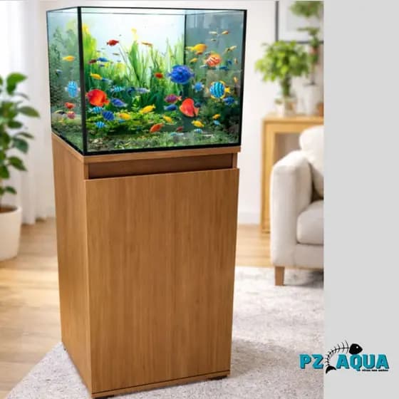 Móvel para Aquário Cubo 100a150lts Freijó -Suporte Aquario Elegante com Design e Resistente/PzAqua