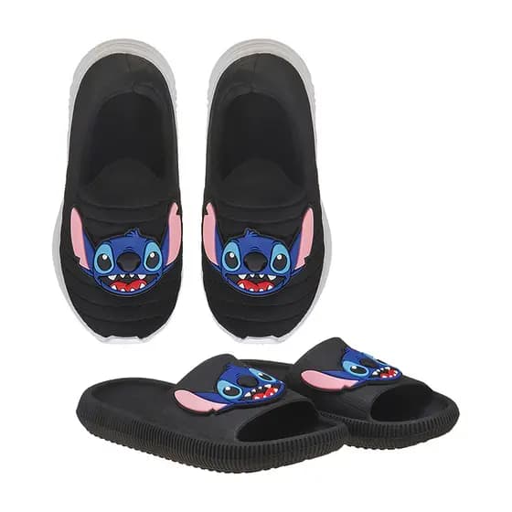 Kit Tênis Calce Fácil e Chinelo Nuvem Slide Macio Leve Stitch