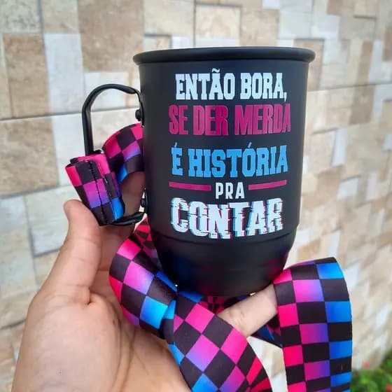 Caneca de alumínio personalizada - Caneca de aluminio com tirante personalizado