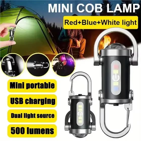 Mini USB Recarregável Lanterna LED Chaveiro Portátil À Prova Dwaterproof Água Acampamento Bolso Lâmpada Pendurado Luz En
