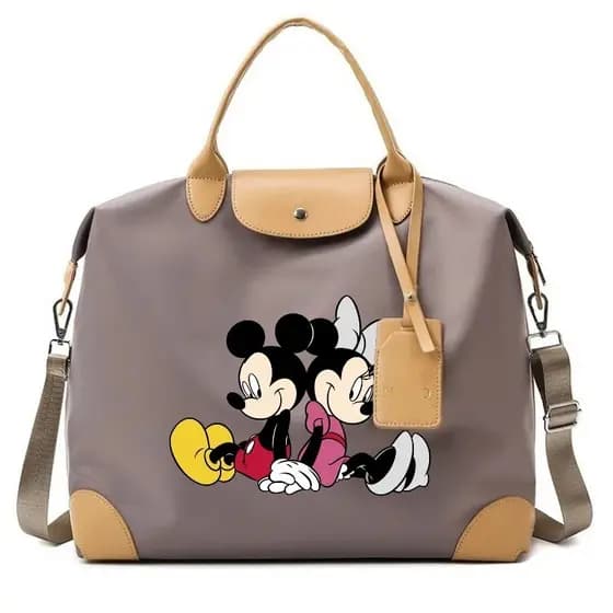 A.T.A Bolsa totê de lona Mickey Mouse, grande capacidade, feminina.