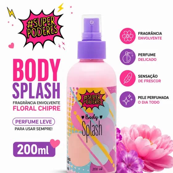 Body Splash Super Poderes 200ml Fragrância Envolvente Floral Chipre