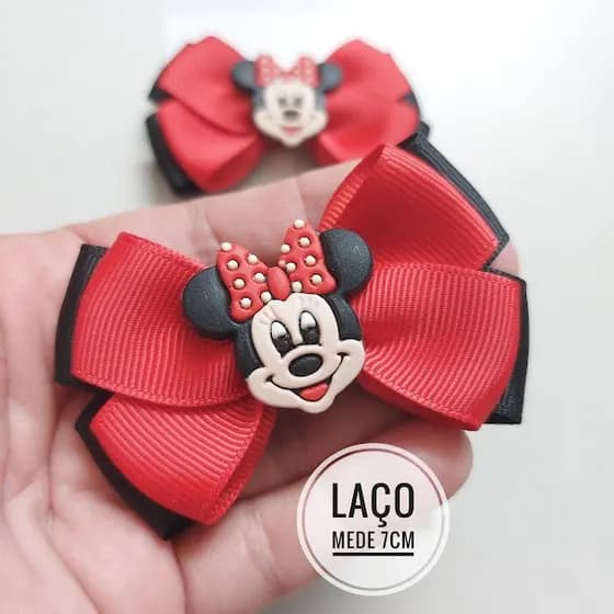 Par de laços Minnie Vermelha / Parzinhos Infantil Na Presilha