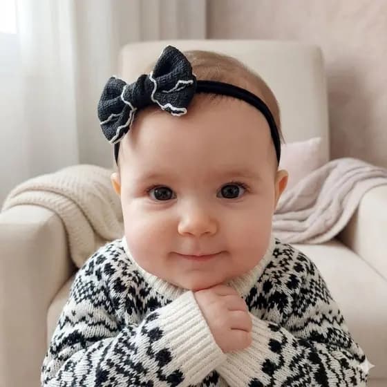 Faixinha de Cabelo Bebê Menina Laço Luxo Branco Preto RN