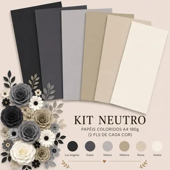 Color Plus Kit Tons Neutros Papel A4 180g do preto ao branco Alta Gramatura