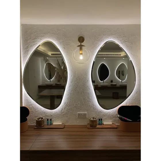 Kit 2 Espelhos Led Orgânico Moderno Parede Decorativo Espelho Para Sala Espelho Para Banheiro Espelho Para Quarto