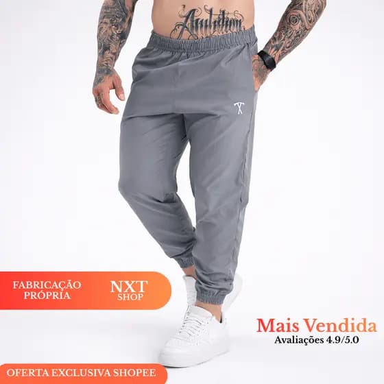 Calça Masculina Leve Elastano Caminhada Esportiva Academia Fitness Versátil