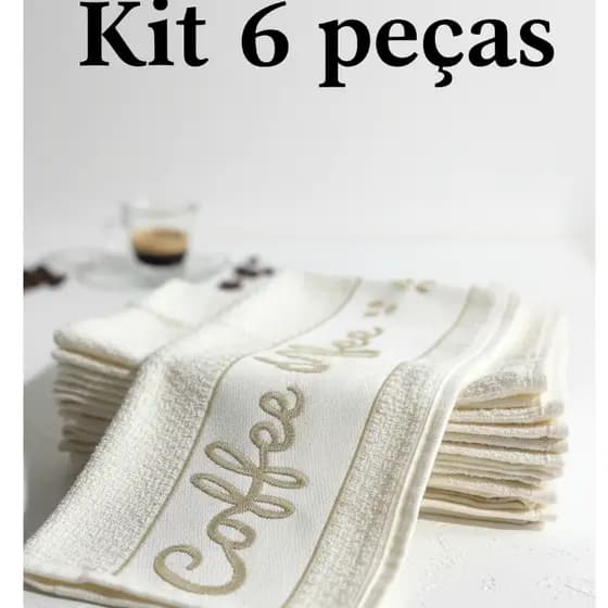 Kit 6 Tolhas Panos de Copa Bordados Jacquard Panos de Cozinha 100% Algodão 45x60cm