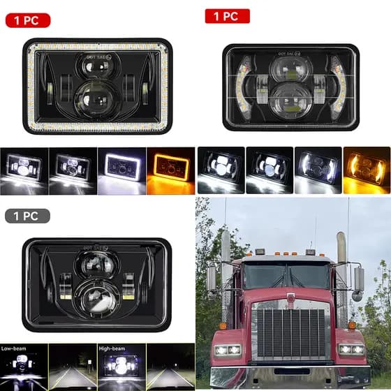 Faróis Quadrados DRL 4x6 " LED Para Caminhão Fora De Estrada Trator 4WD ATV UTE