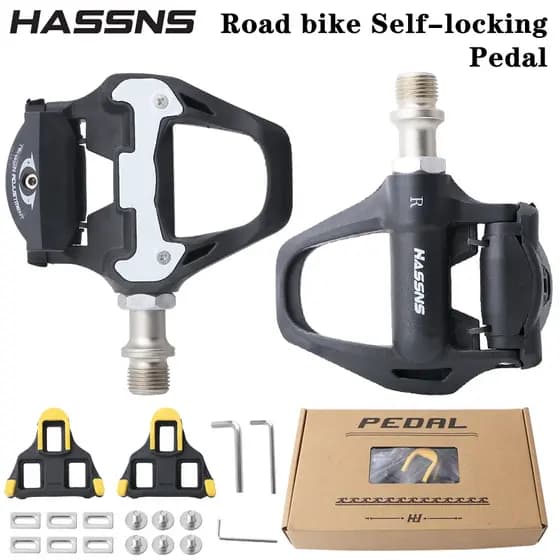 HASSNS Pedais De Chuteiras Para Bicicleta De Estrada Com Trava SPD-SL Conjunto De Acessórios Bicicletas