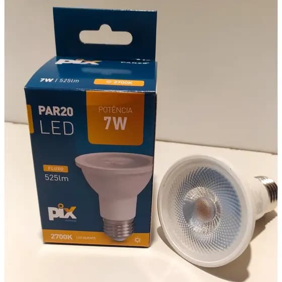 LÂMPADA SUPER LED PAR20 E27 7W BIVOLT 2700k Branco QUENTE