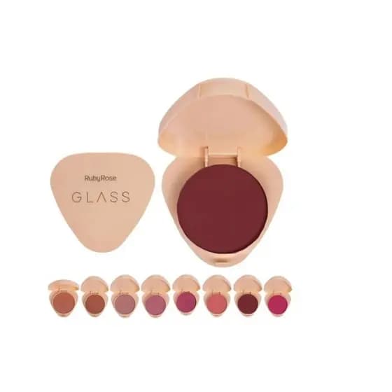 Blush Compacto Ruby Rose Linha Glass Natural E Aveludado