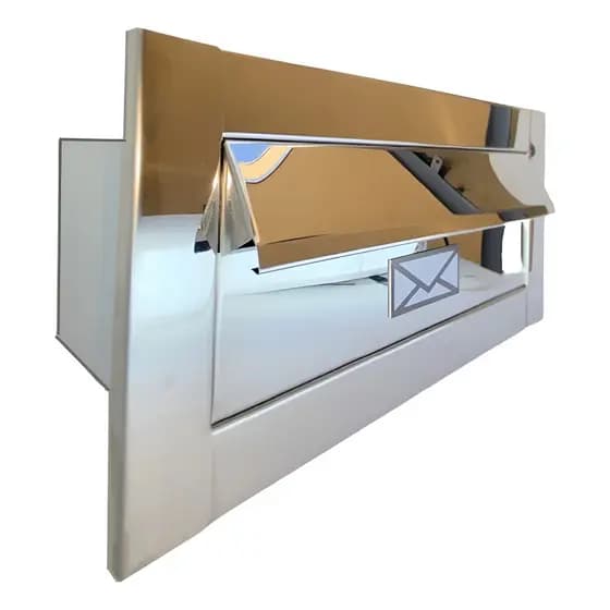 Caixa Correio Carta - Inox com Aba - Para Muro Parede de Embutir - Preto Fosco - Cromado - Branco