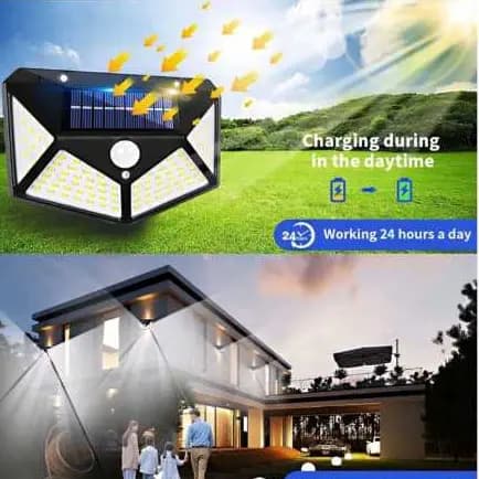 Luminária Solar 100 Led Com Sensor-Jardim Prova D'água/Promoção
