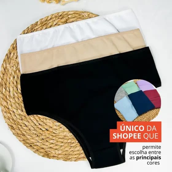 Kit com 5 Calcinhas de Algodão com Cintura Alta Que Nâo Marca 100% Algodão Cós Alto Ultra Confortavel