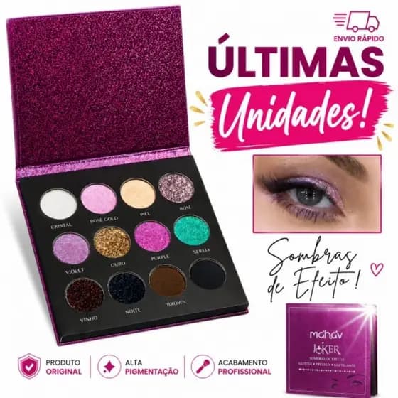 Paleta de Sombras Joker Mahav Glitter Mousse Cintilante Brilhante