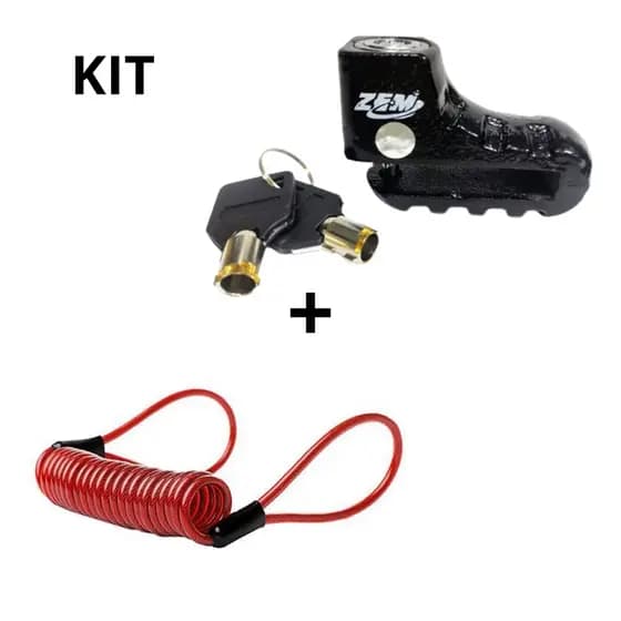 Trava De Disco Moto Bike Cadeado Anti Furto Freio Universal + Cabo Aviso E Lembrete De Freio Para Motos Cores