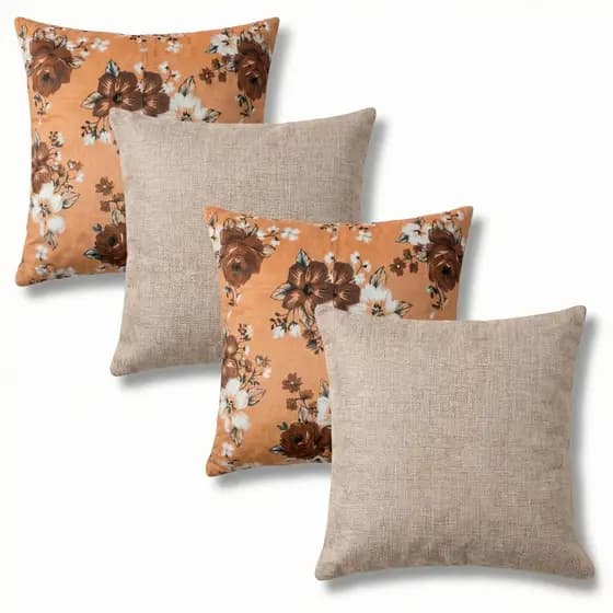 04 Almofadas De Luxo Decorativas 50x50 Cheias Estampadas Para Decoração Com Refil Flocos de Espuma