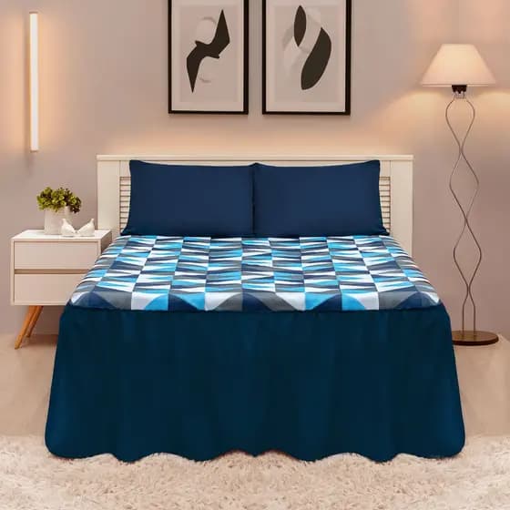 Colcha Casal Estampada 03 Peças Decorativa Moderna Luxuosa Anti Bolinha Leve Com Fronhas Envio Full
