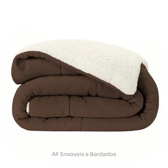 Coberdrom Casal Queen Sherpa Edredrom Pele de Carneiro 2,40m x 2,20m Macio Grosso Quente - Envio Ful