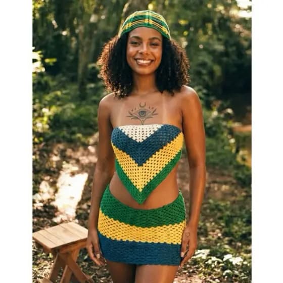 Coleção Copa do Mundo - Conjunto de crochê Brasileirice