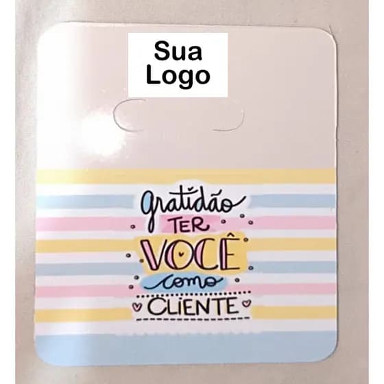 100 Unidades Cartela Tag Personalizado com logo Para Chaveiro + 100 Saquinhos