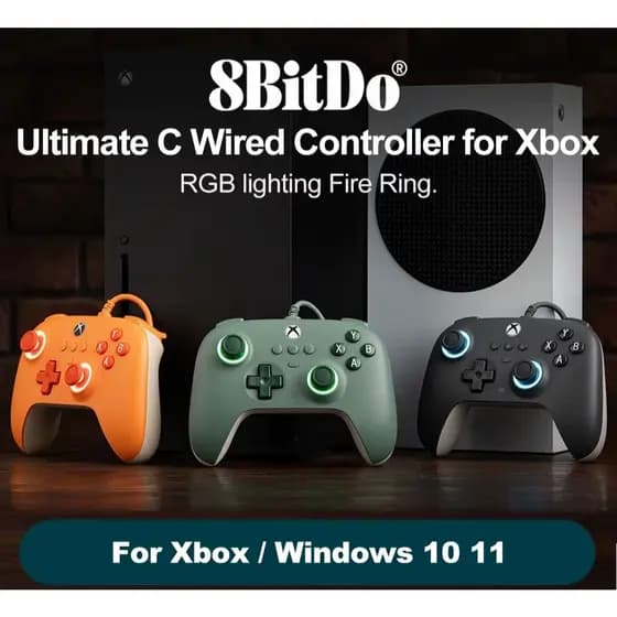 Controle 8bitdo Ultimate C Wired Control Para Xbox Series Hall Effect Cor Preto PC, Xbox,XBoxones