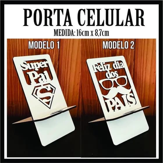 Kit de Porta Celular 10 Dia Dos Pais Presente Criativo em MDF