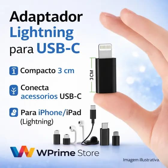 Adaptador USB-C para Lightning - Compatibilidade Ampla e Conexão Estável para iPhone e iPad