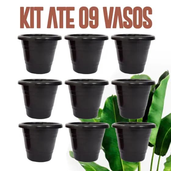Kit ate 9 Vasos GRANDE 19x22cm para Plantas e Mudas jarro Plástico Reforçado