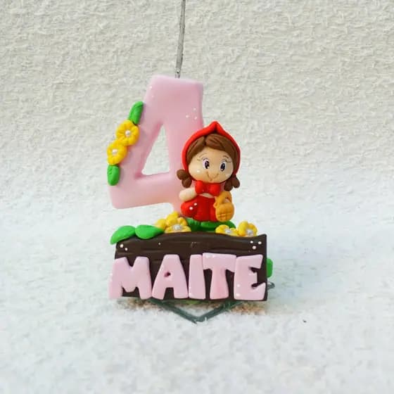 Vela de aniversário Chapeuzinho Vermelho -vela chapéuzinho vermelho -vela de biscuit chapéuzinho vermelho