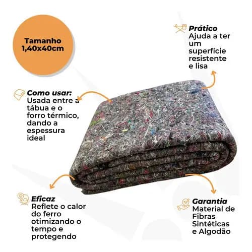 Forro Manta Protetora Pra Tábua De Passar Roupa 1,40m X 40cm Cinza