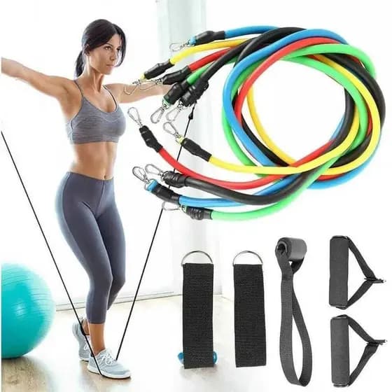 Kit Treino Elástico Extensor 11 Peças Funcional Premium