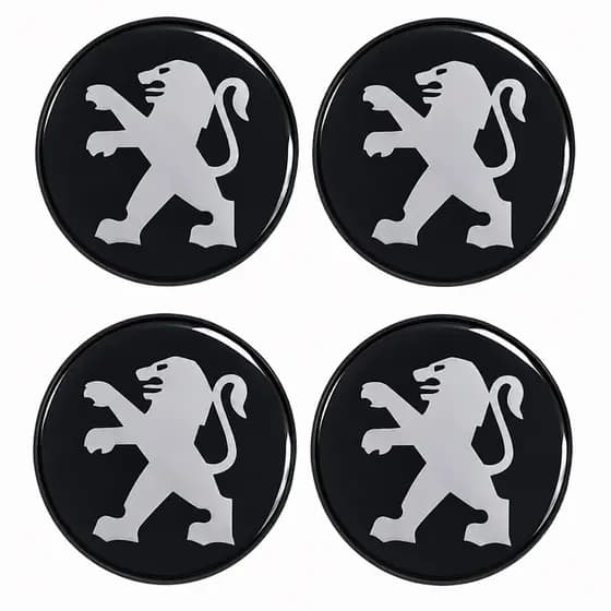 Kit Emblema Adesivo Resinado Para Calota Peugeot Central 48mm