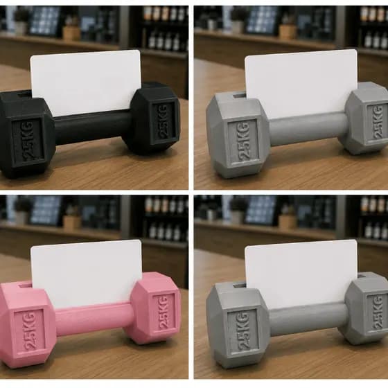 Porta Cartões em Formato de Halteres 25KG – Suporte para Cartões de Visita para Academias Lojas Fitness Personal Trainer