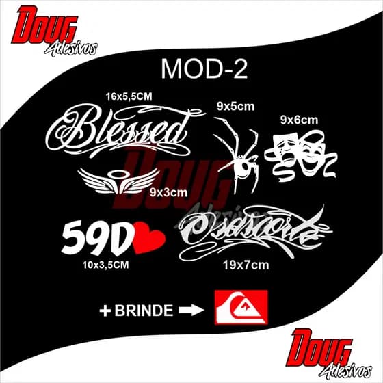 Cartela de Adesivos Para Moto Carro Bicicleta Blessed MOD-2