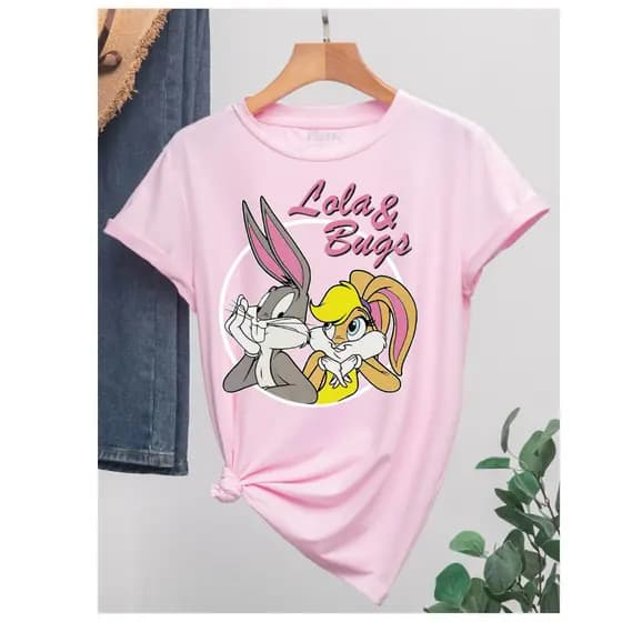 Camiseta feminina "Lola e Bugs" Camiseta feminina Blusinhas feminina T-Shirt Feminina