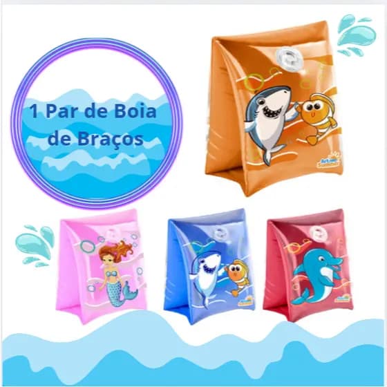 Boia Infantil de Braço Inflável para Crianças Cores Diversas Bóias Menina Menino para Praias Piscina Natação