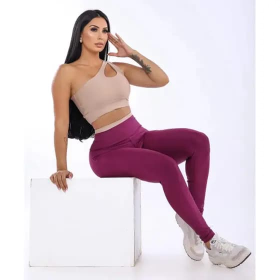 Conjunto de Academia CALÇA LEGGING Fitness e Top Gota Bojo Removível