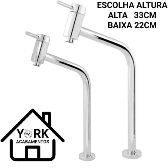Torneira Cromada P/ Banheiro Lavatório em Metal Link Bica Alta ou Baixa 1/4 Volta ESCOLHA ALTURA
