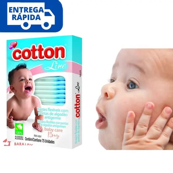 Cotonete para Bebê Infantil Hastes Flexíveis 75 unidades