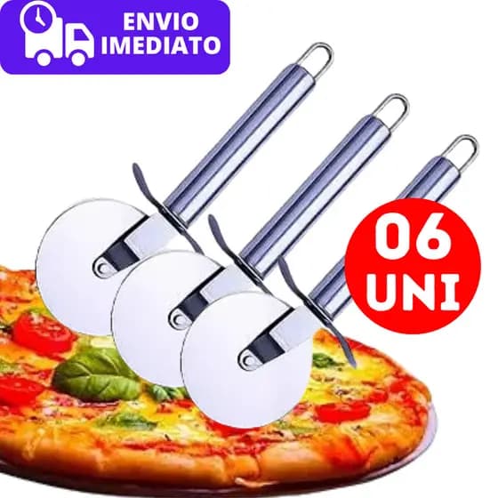 Kit 06 Cortador de Pizza Carretilha de Massas Pastel Bolos Aço Inox Profissional