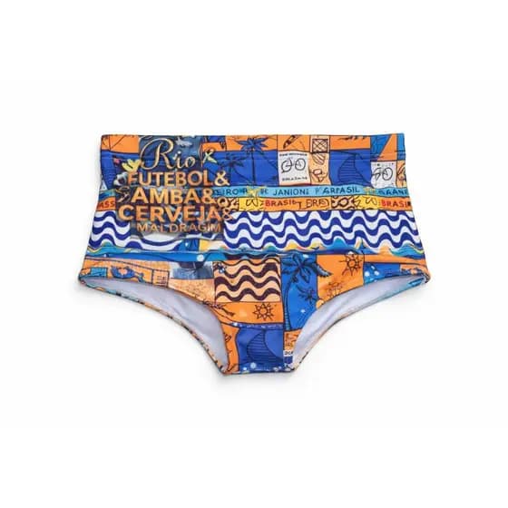 Sunga de Praia Masculina turística do Rio de Janeiro - Estampa e Lycra de alta qualidade