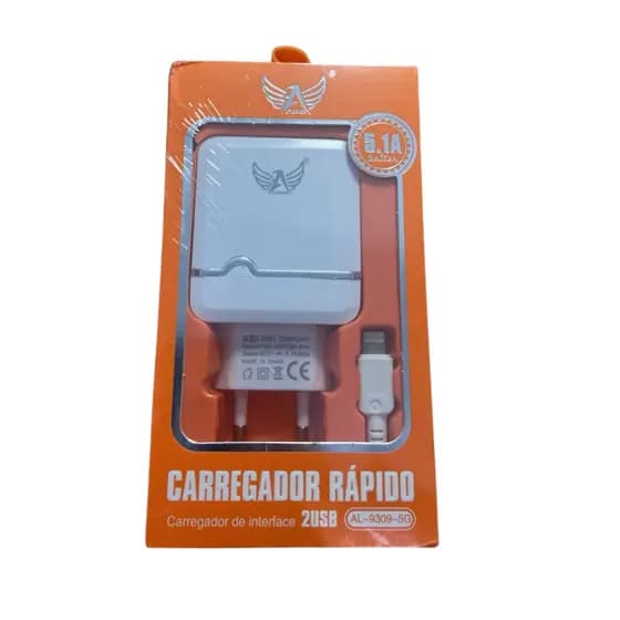 Carregador DUPLO USB 12W CARREGAMENTO RÁPIDO 2.4A TIPO IPHONE