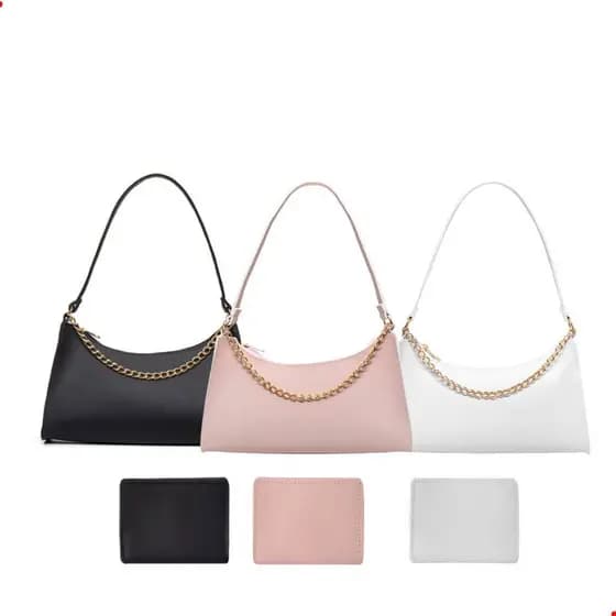 KIT 3 BOLSAS BAGUETE FEMININA + 3 CARTEIRAS PARA CARTÃO DE OMBRO E DE MÃO