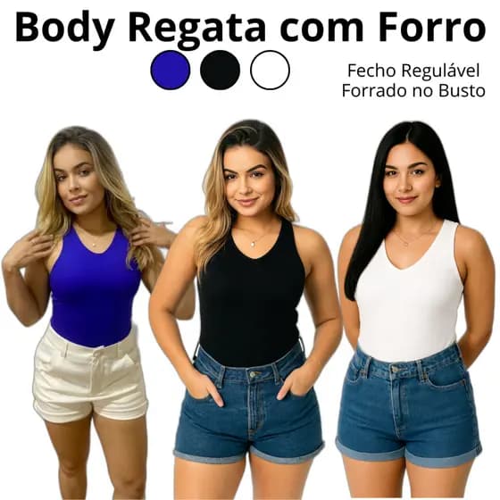 Body feminino Estiloso Forrado No Busto Manga Curta Com Fecho Regulável - Bory blogueirinha