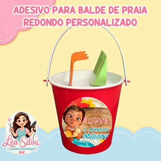 ADESIVO REDONDO PERSONALIZADO PARA BALDINHO DE PRAIA 10cm X 10 cm - PERFEITO PARA SUA FESTA!